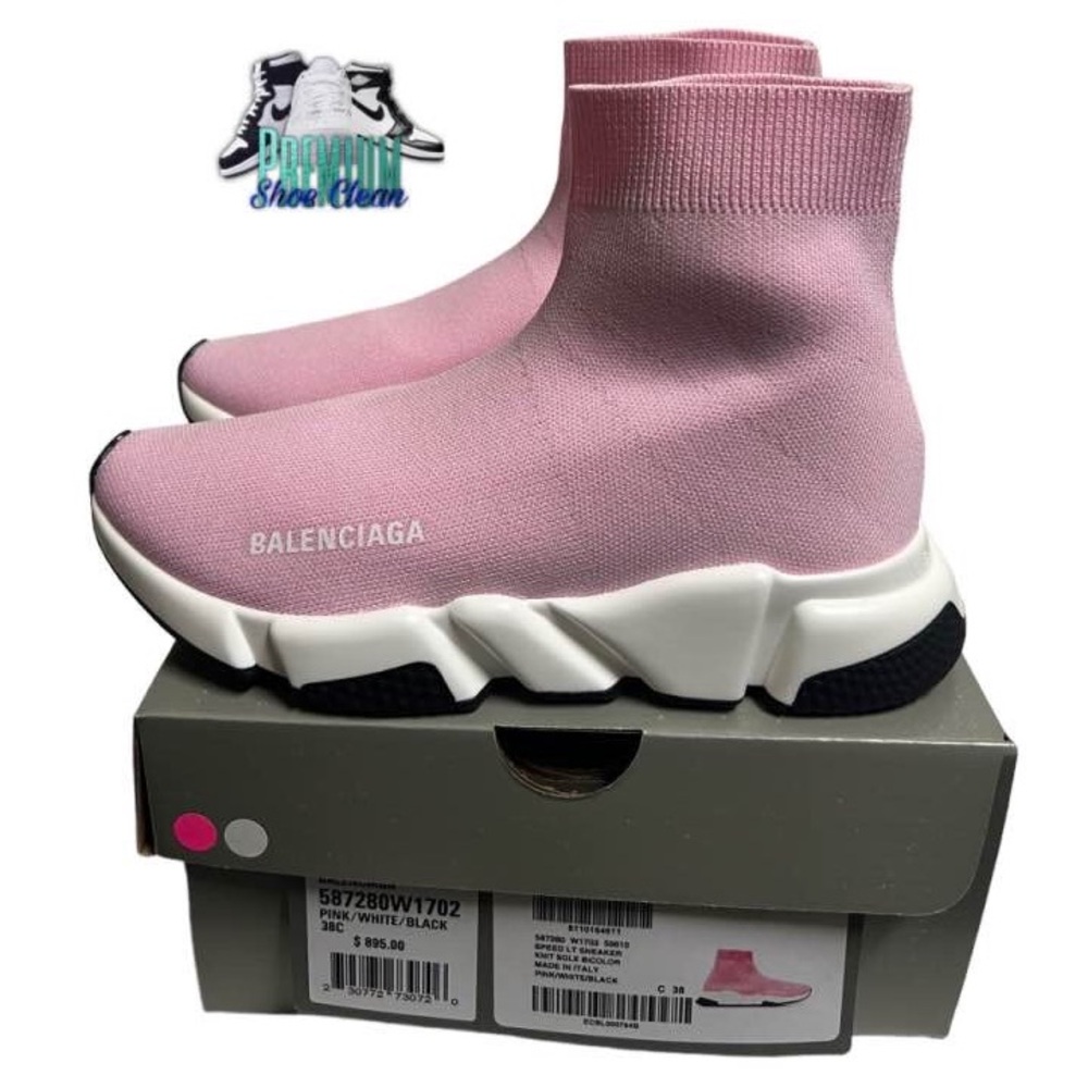 Balenciaga Speed Trainers Runner Mid Top Platform Sneakers Pink -US 8 Pink White